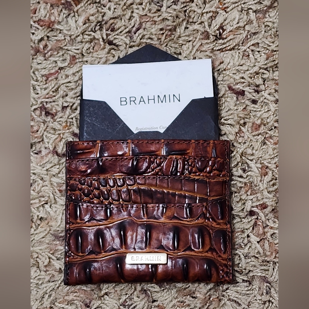 Brahmin Brown Croc Embossed Card Holder